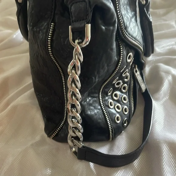 Michael Kors black leather zipper grommet hobo bag - Picture 5 of 9
